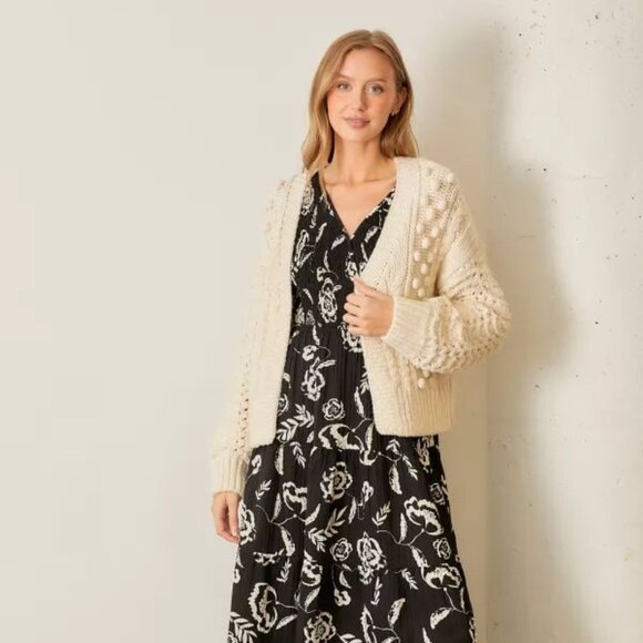 Women's Cream Chunky Knit Cardigan Polagram Size Large NWT - Picture 5 of 5